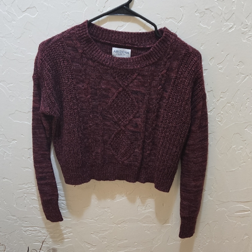 Arizona Jean Company Women's Maroon Cable Knit Sweater